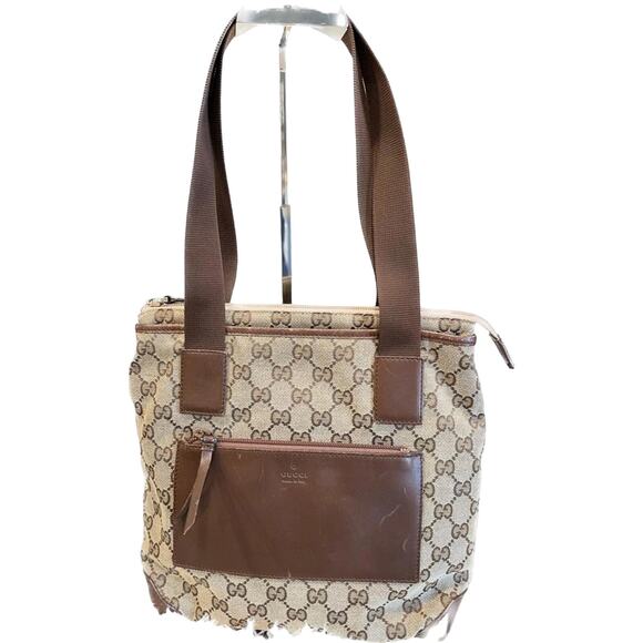 Gucci Canvas and Leather GG Web Tote Shoulder Bag (GGXX130) - Picture 1 of 11